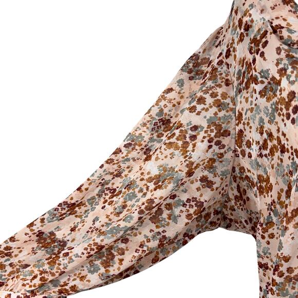 Elle 3X-Large Top Floral Semi-Sheer Ruffled V-Neck 3/4 Balloon Sleeves Multi - Picture 3 of 11